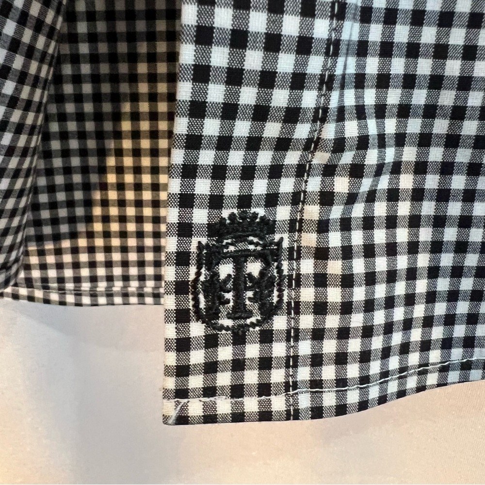 Talbots Black and White Gingham Sleeveless Button-Front Top - Picture 7 of 8
